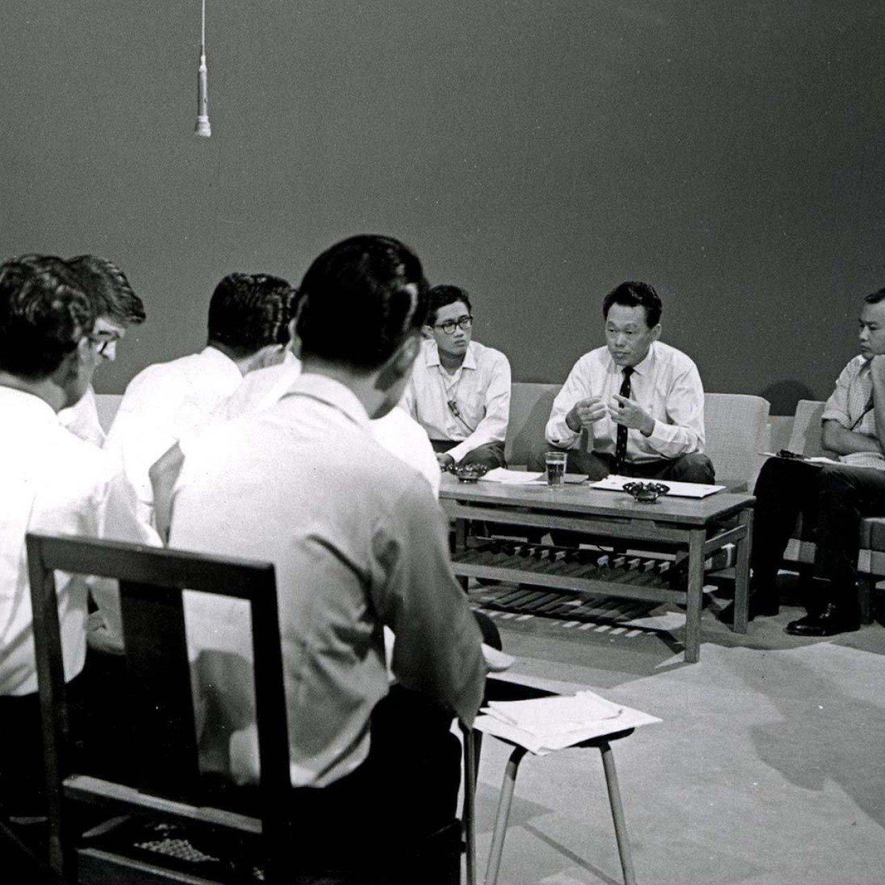 Lee Kuan Yew meeting the press on the morning of Singapore’s separation from Malaysia on August 9, 1965. Photo: Straits Times