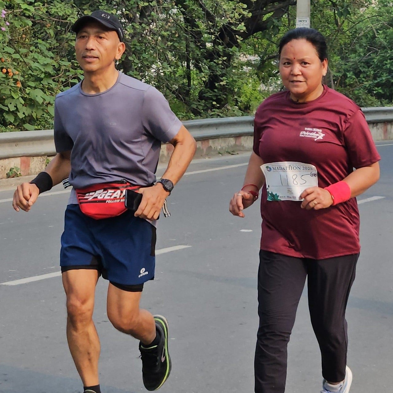 Tara (left) and Sushila Thapa run a 10km race in their home city of Dehradun, India, in 2025. Both have overcome chronic pain since taking up running in middle age, and now inspire others to do the same. Photo: Tara Thapa