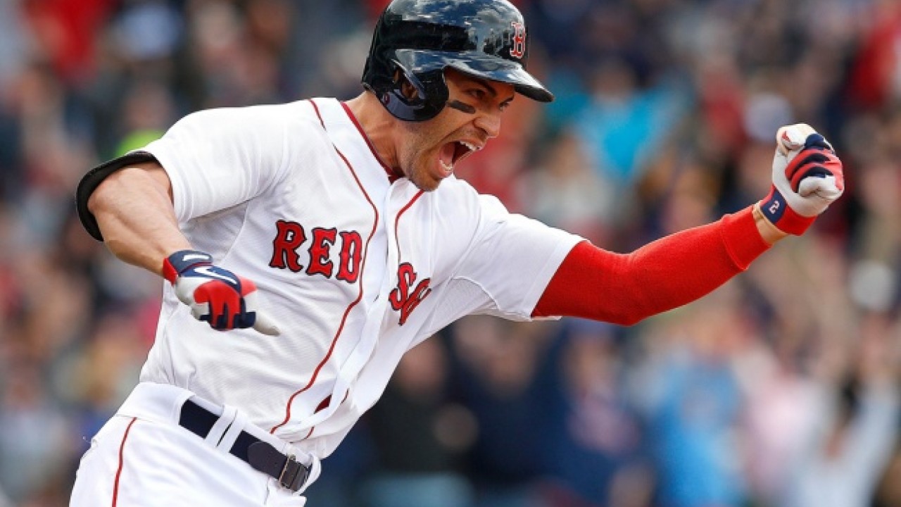 Boston Red Sox Jacoby Ellsbury hits an RBI double in the fourth inning  against the New