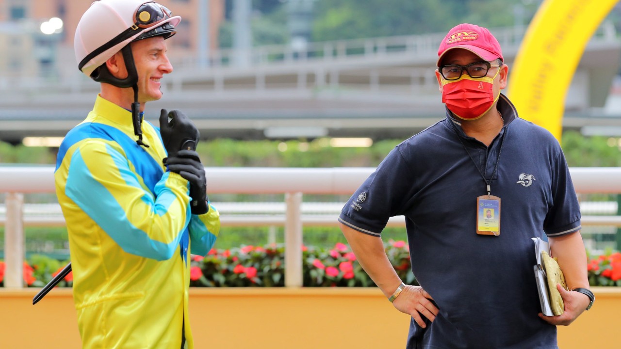 Zac Purton and Dennis Yip at Friday’s Happy Valley trials.