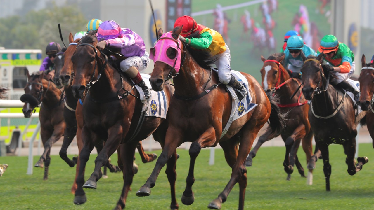 Johannes Brahms gets up on the inside of Speed Dragon to win at Sha Tin.