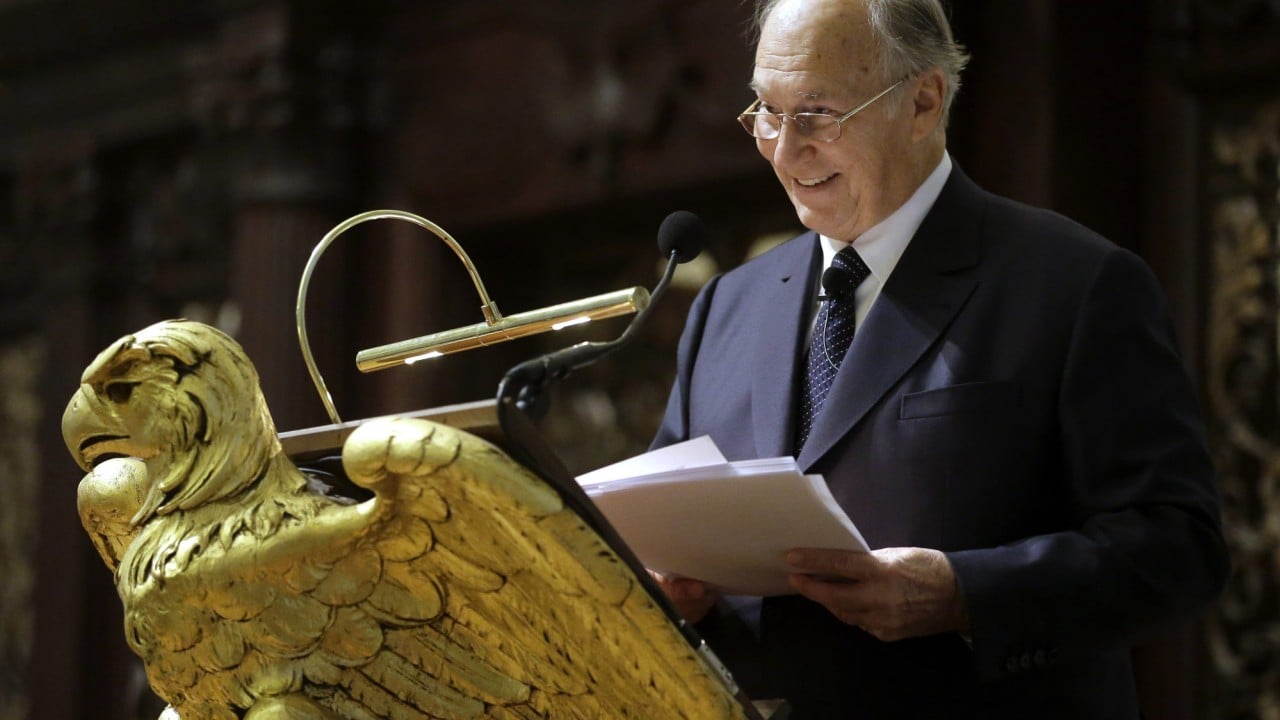 The Aga Khan addresses an audience in 2015. Photo: AP