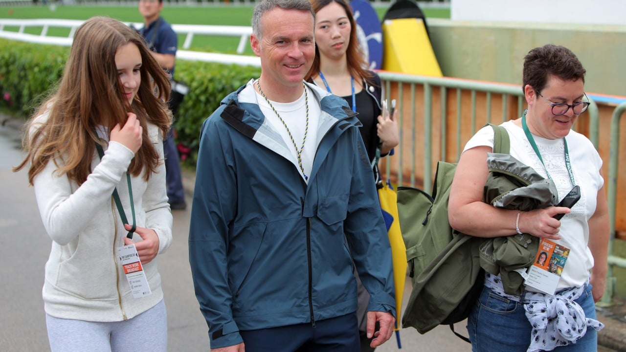 Trainer Francis-Henri Graffard (centre) at Sha Tin in April. Photo: Kenneth Chan