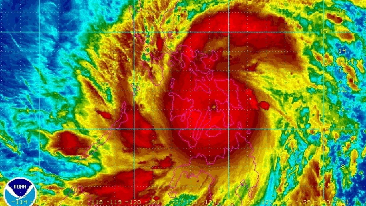Satellite imagery shows Super Typhoon Fung-wong as it approaches the Philippines on November 9. Photo: NOAA/EPA