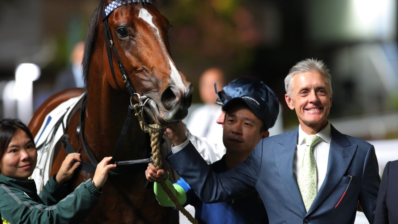 Mark Newnham is all smiles with his emerging star Invincible Ibis.