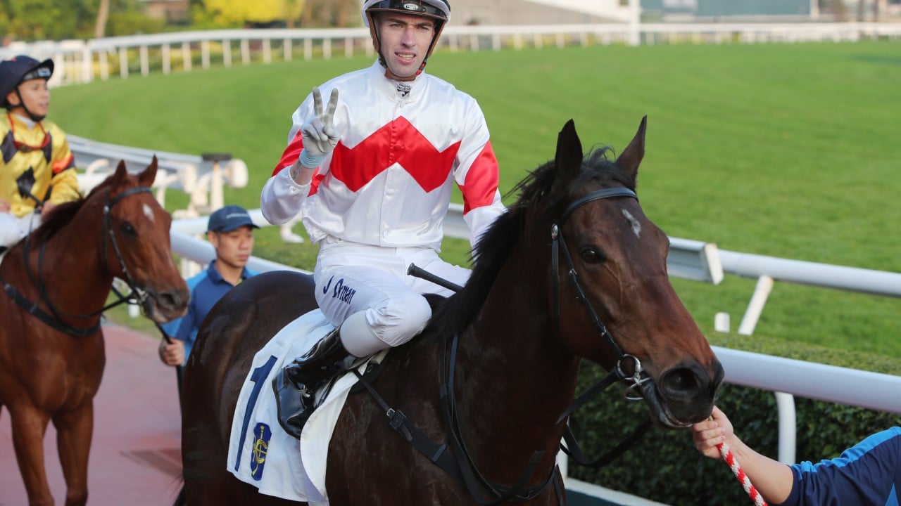 James Orman celebrates a double at Sha Tin last Saturday.