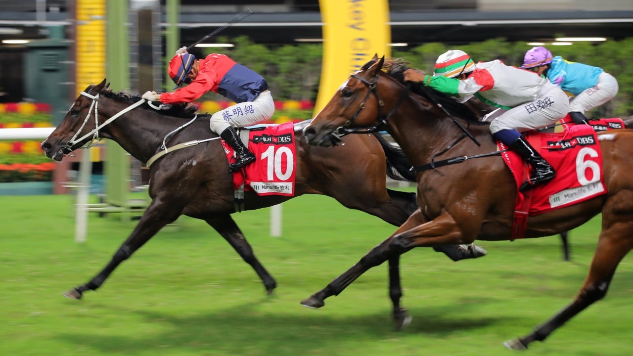 Keen Molly (6) finishes second at Happy Valley earlier this season.