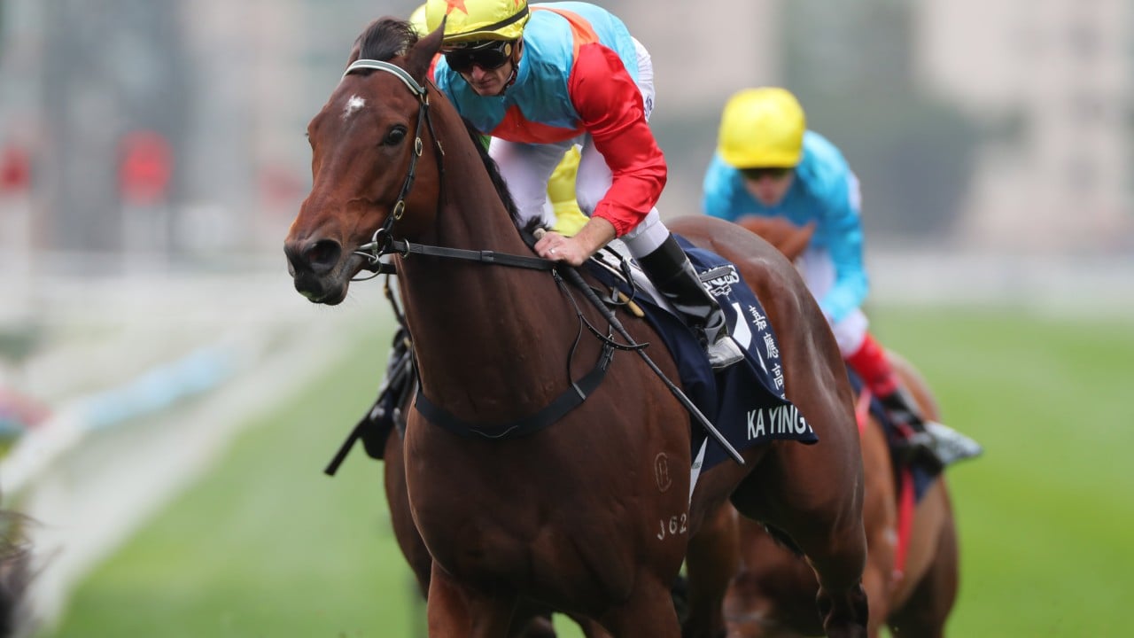 Ka Ying Rising surges clear in the Hong Kong Sprint.