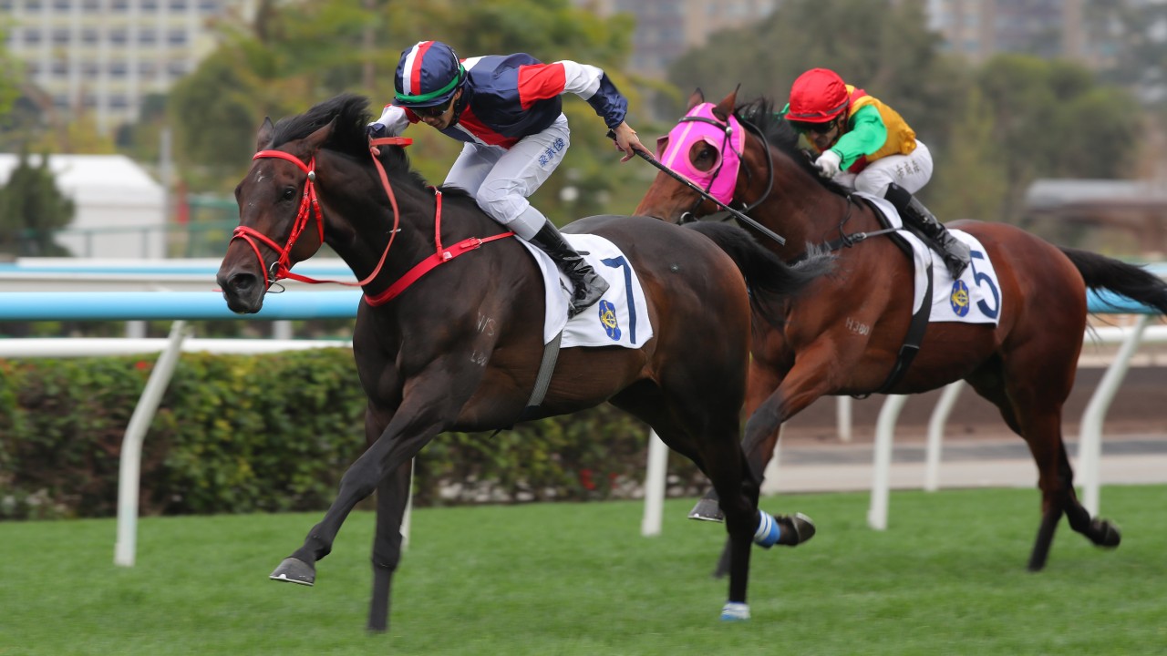 Numbers fends off his rivals to win the Centenary Vase under Derek Leung. Photos: Kenneth Chan