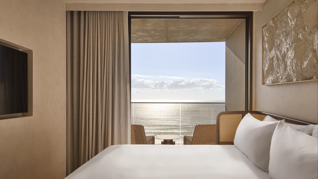The Mondrian Gold Coast suite has sweeping views of the ocean. Photo: Handout
