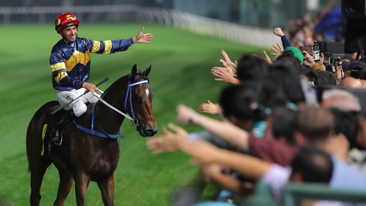 Joao Moreira returns after scoring aboard Family Fortune on IJC night at Happy Valley. 