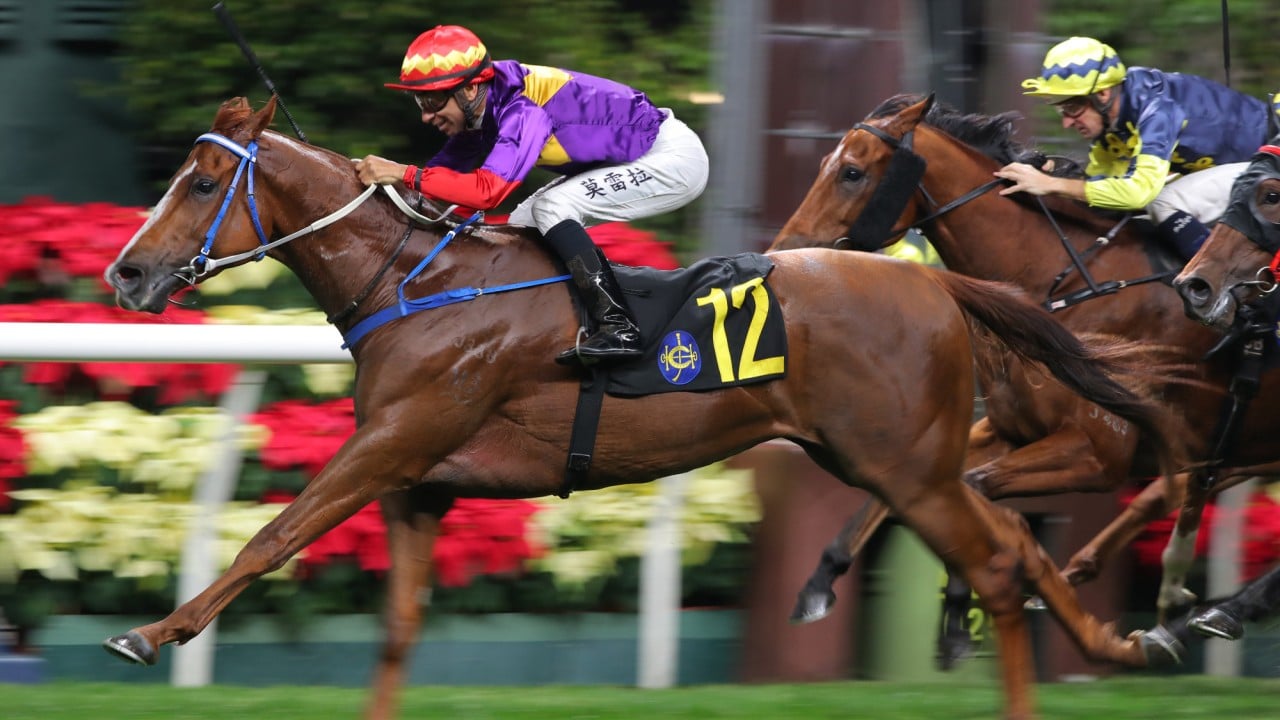 Lucky Generations, ridden by Joao Moreira, scores at Happy Valley.