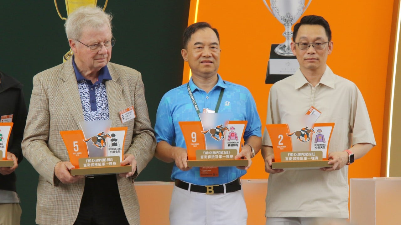 Part-owner Nick Etches (left) after drawing barrier five for Invincible Ibis.