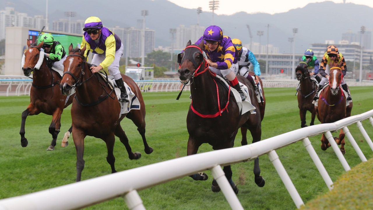 Stellar Express and Andrea Atzeni (right) win at Sha Tin. Photos: Kenneth Chan