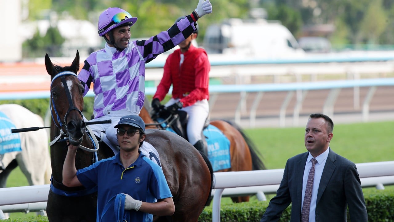 Joao Moreira is all smiles after booting home Mighty Commander at Sha Tin.
