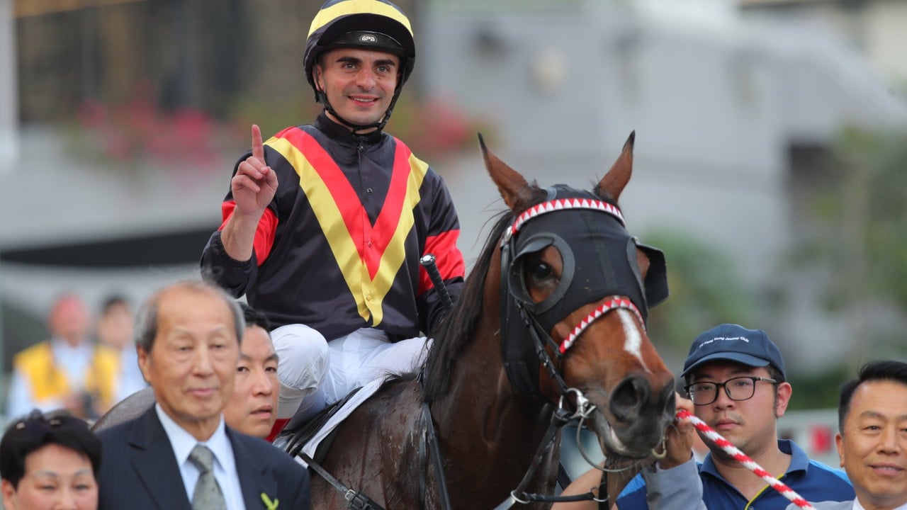 Andrea Atzeni celebrates a winner on Champions Day last week.