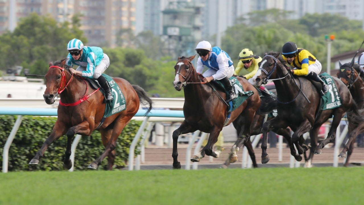 Romantic Warrior, ridden by James McDonald, wins the Group One QEII Cup at Sha Tin. Photo: Kenneth Chan.