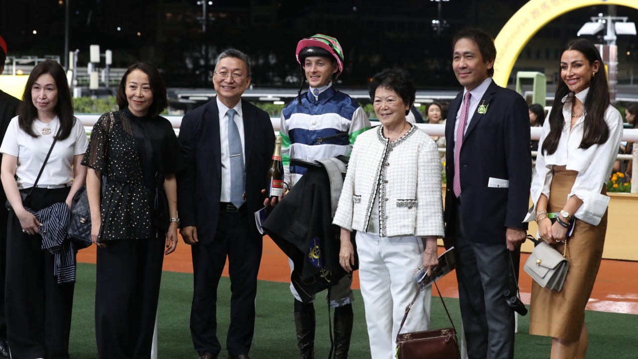 Connections celebrate the win of Packing Angel at Happy Valley. 