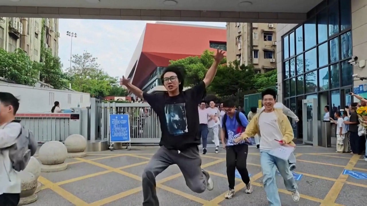 Students and families celebrate end of China’s gaokao exam