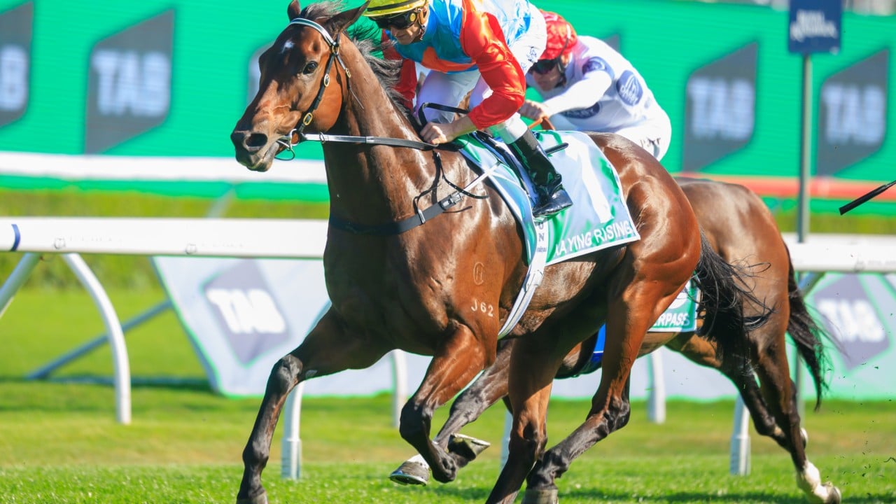 Ka Ying Rising, ridden by Zac Purton, wins the 2025 Group One Everest at Randwick Racecourse. Photo: Handout from HKJC