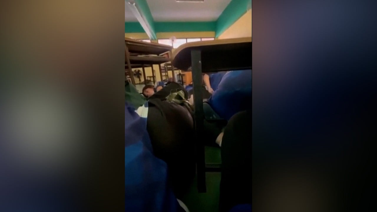 Students hide under desks during Thai school shooting