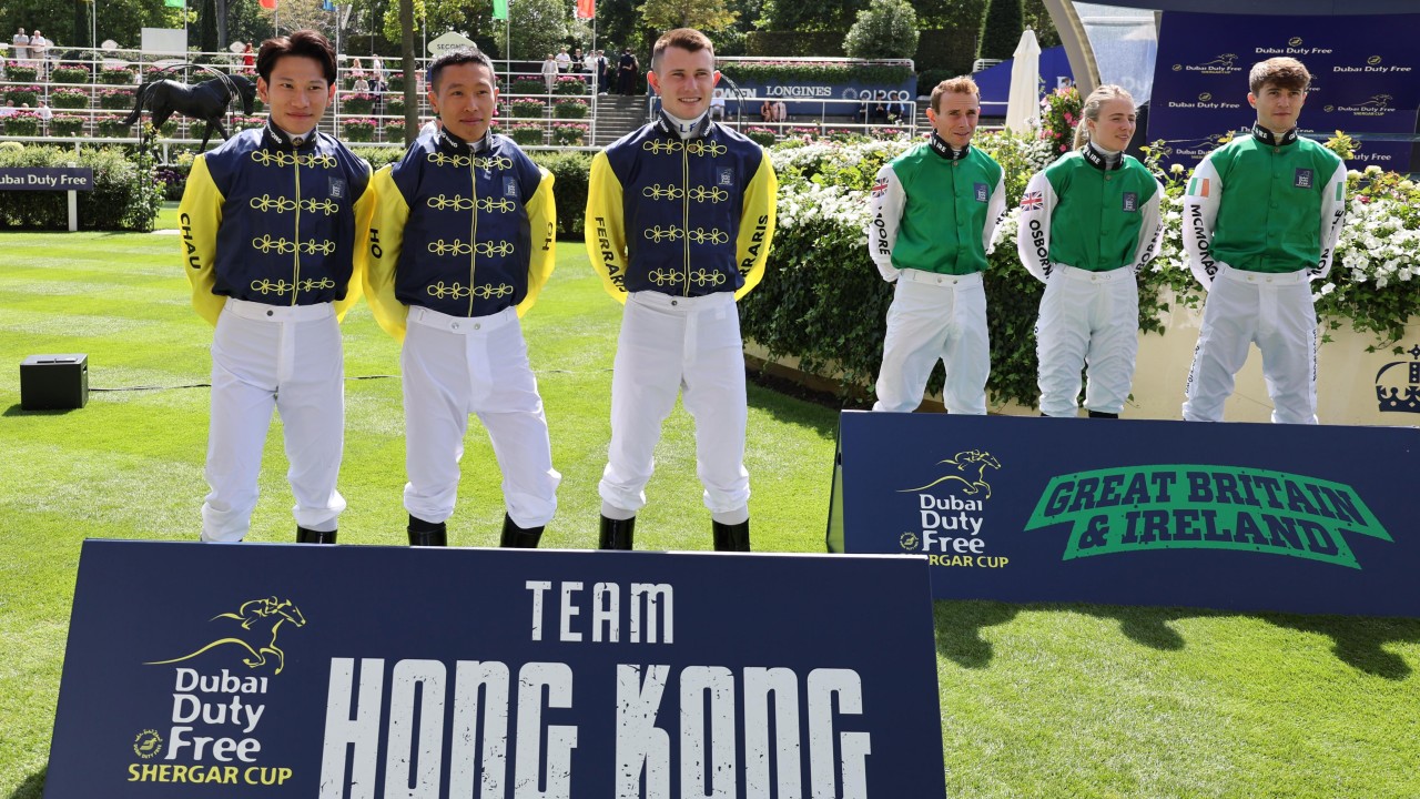 Jerry Chau, Vincent Ho and Luke Ferraris (left to right) pose at Ascot. Photo: Handout