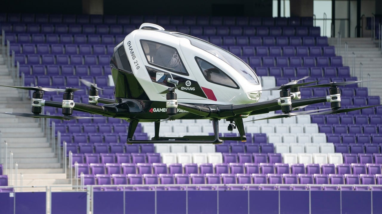 Flying taxi developed by Chinese and Austrian companies takes off in Vienna