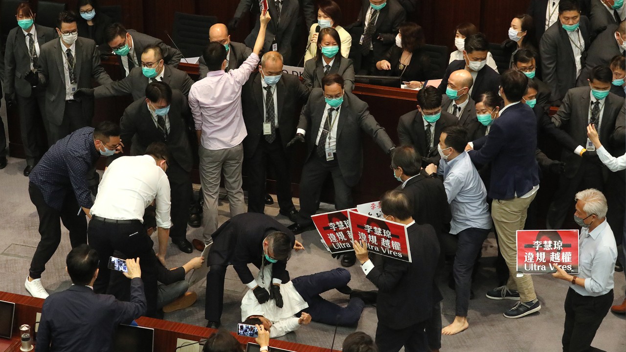Scuffles at Hong Kong’s Legislative Council over control of House Committee meeting