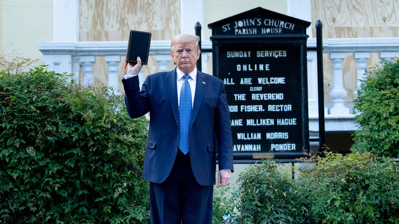 US President Trump makes impromptu visit to church for Bible photo op amid protests