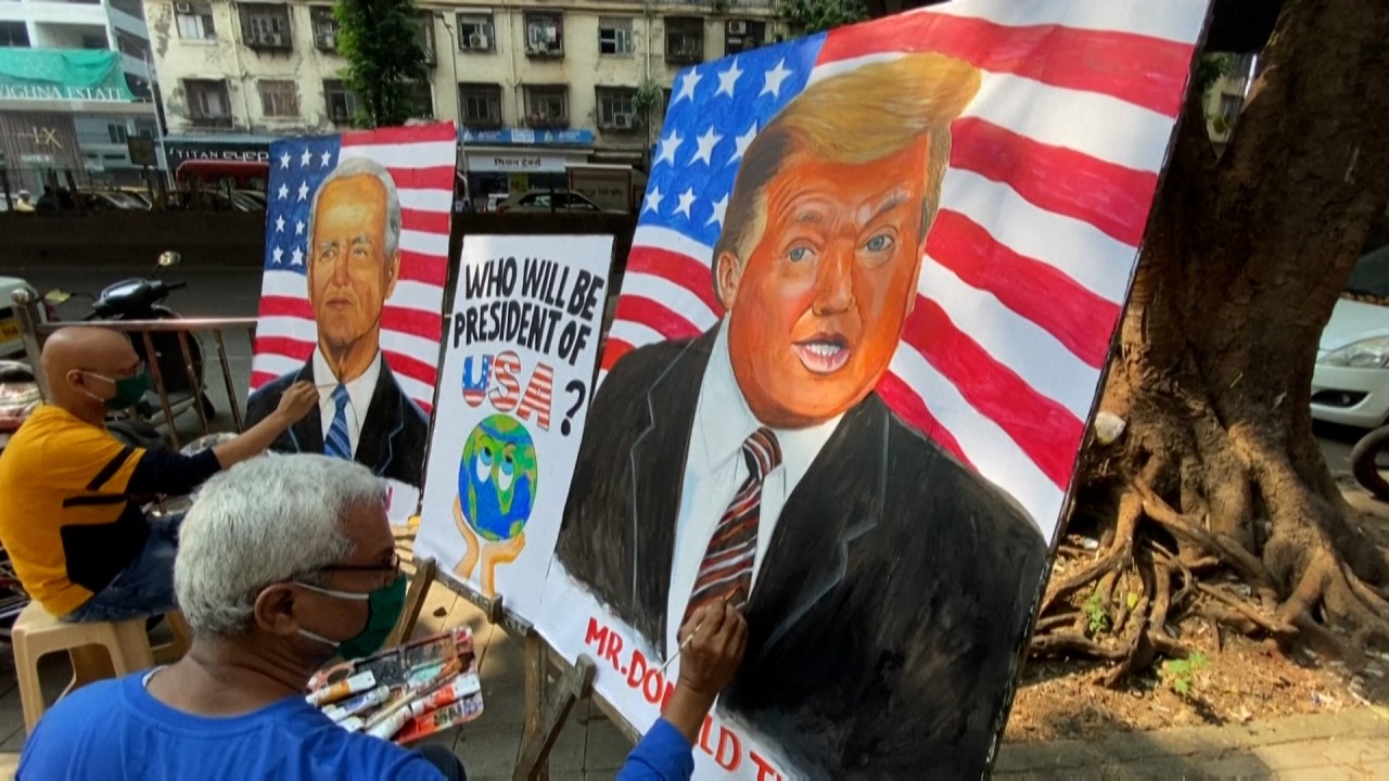 Mumbai artists paint Trump and Biden ahead of US presidential election 
