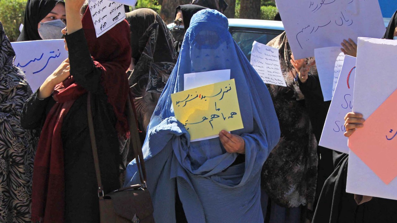 Women protest in Afghanistan for female representation in Taliban’s new cabinet 