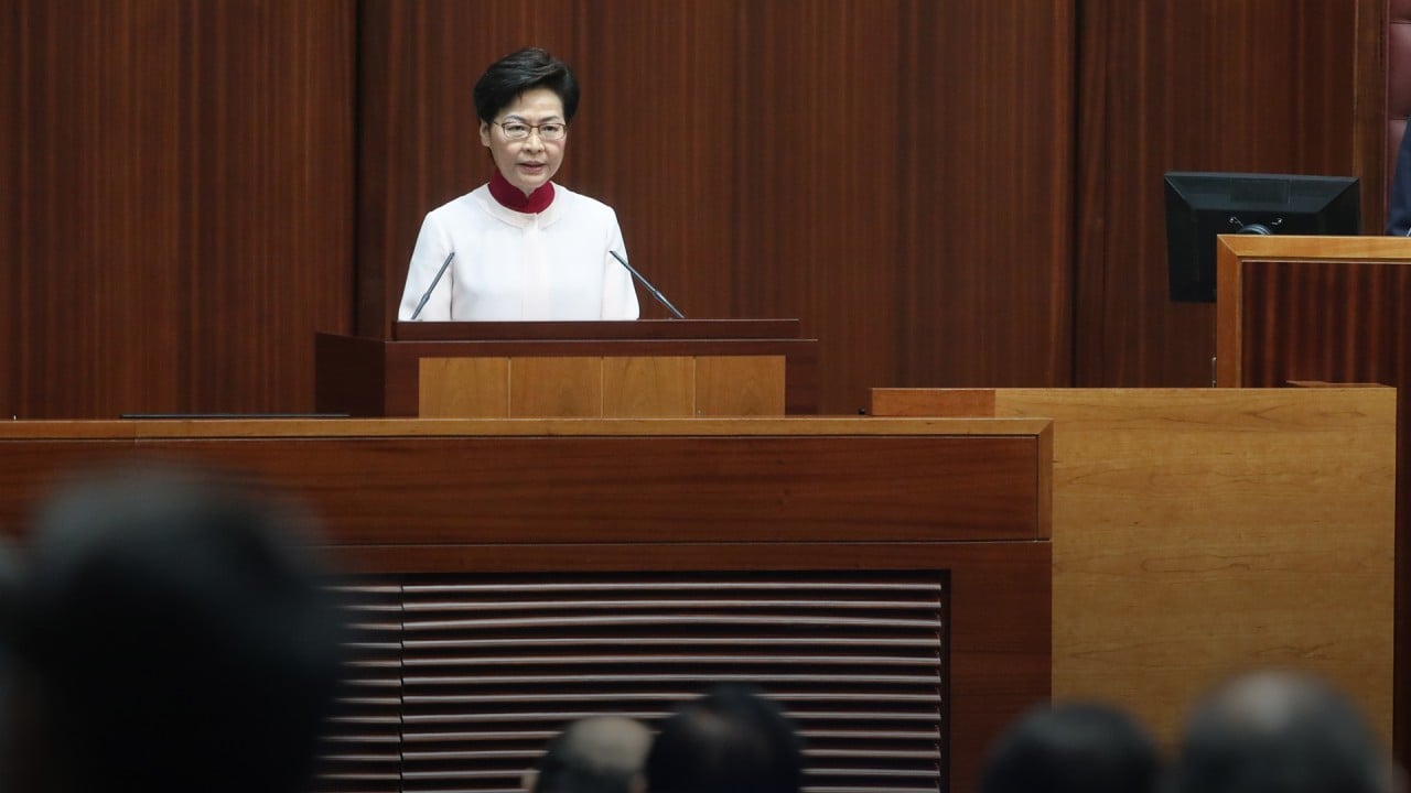 Hong Kong leader Carrie Lam gives last policy address of current term, ending on emotional note