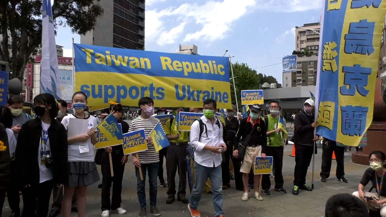 Taiwanese march in solidarity with Ukraine as Russian invasion seen as wake-up call for island