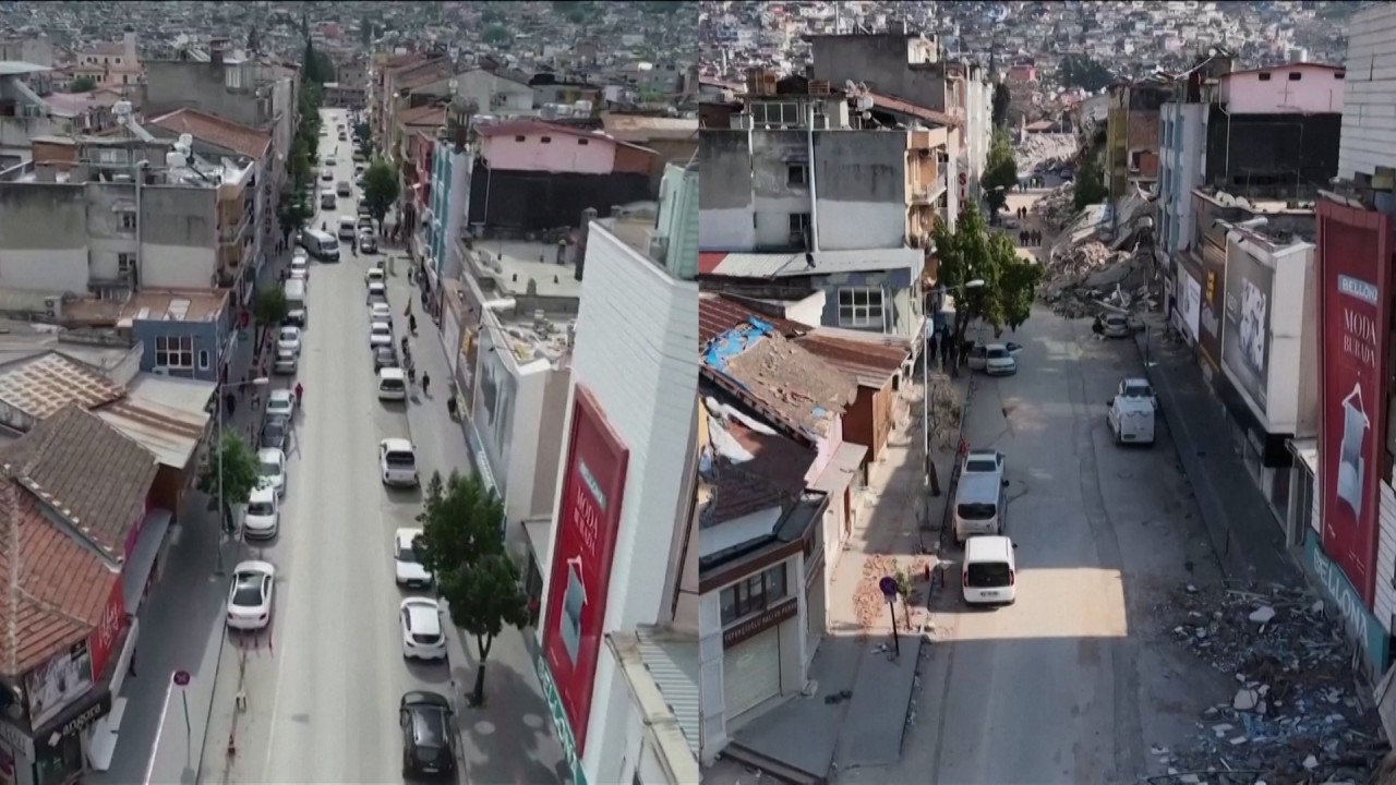 Aerial footage shows extent of earthquake devastation in Turkey and Syria