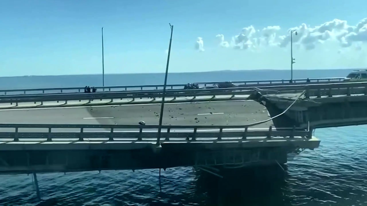 Crimea bridge 'emergency' caused by Ukrainian surface drones, Russia says