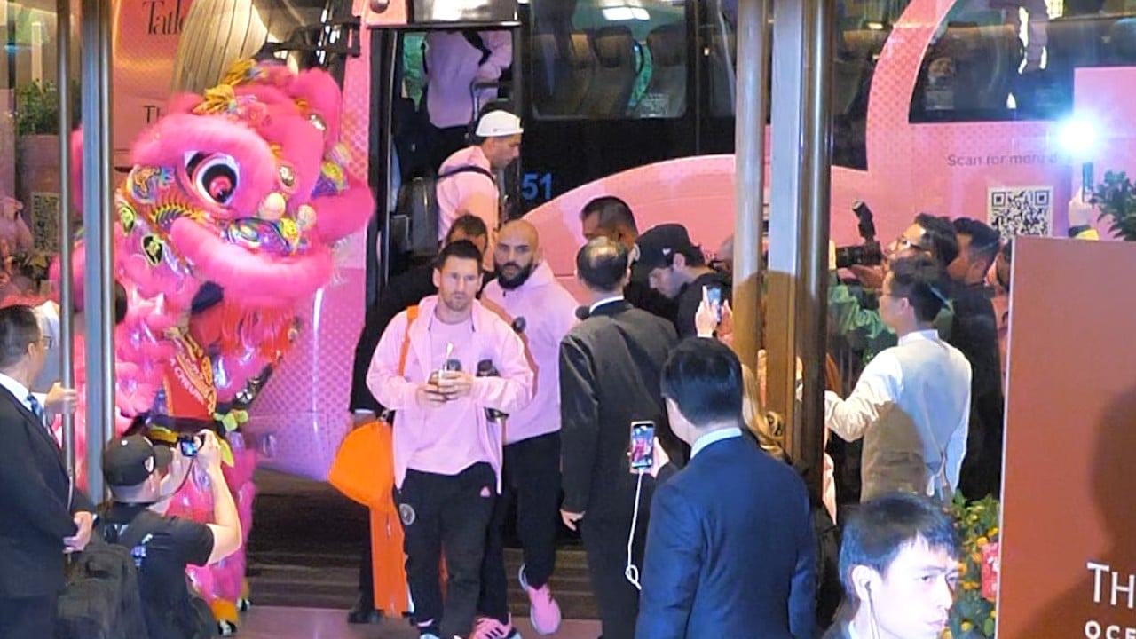 Messi and the stars of Inter Miami football club arrive at Hong Kong's Fullerton hotel