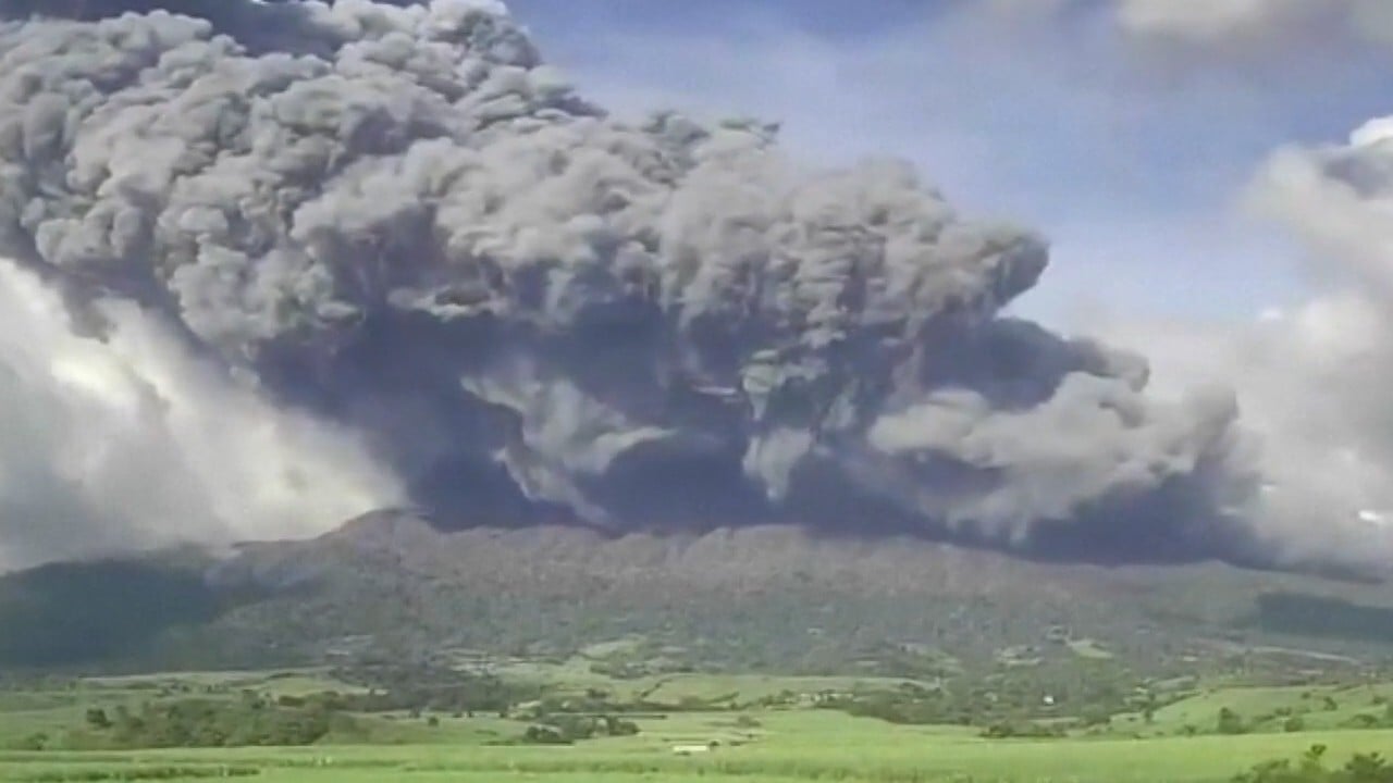 One of the Philippines’ most active volcanoes erupts