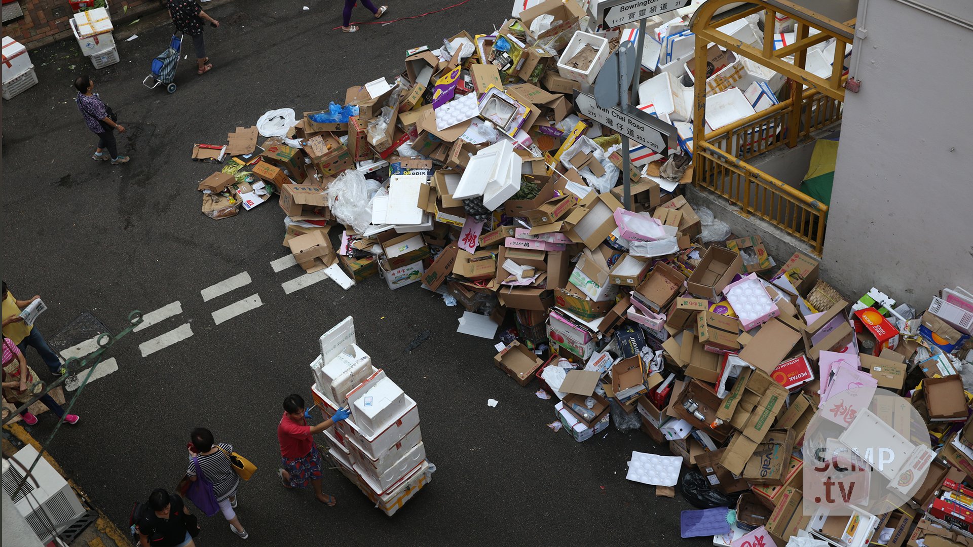 Piles of waste accumulate on Hong Kong’s streets