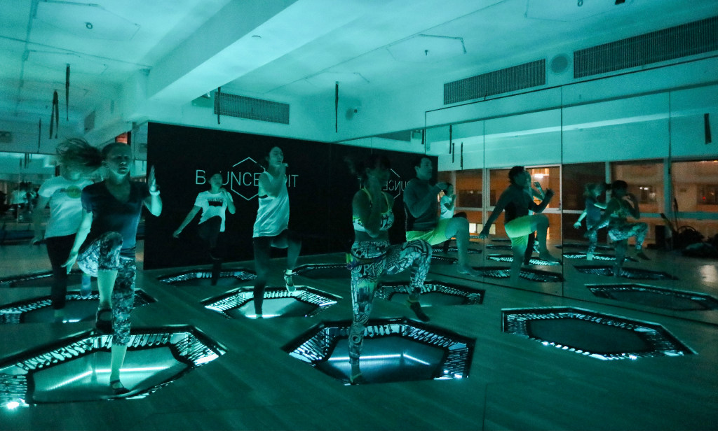 Keep fit while partying in trampoline LED light class